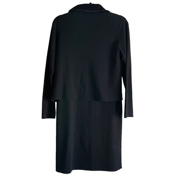 NWT Nina Leonard Black Sweater Jacket Dress Long Sleeves Leopard Collar Size M - Picture 4 of 10